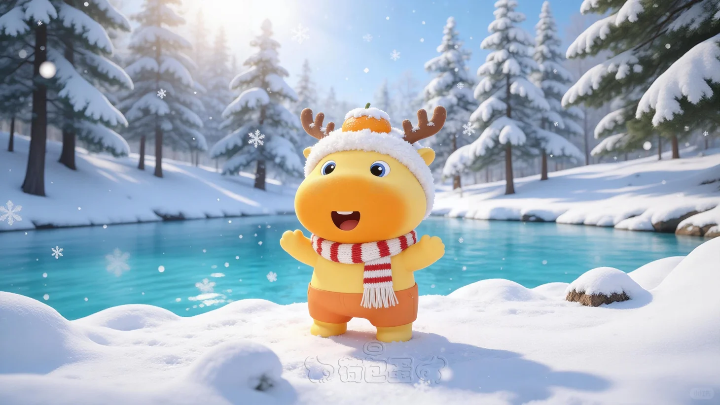 水豚噜噜壁纸丨冬日系手机平板治愈背景壁纸