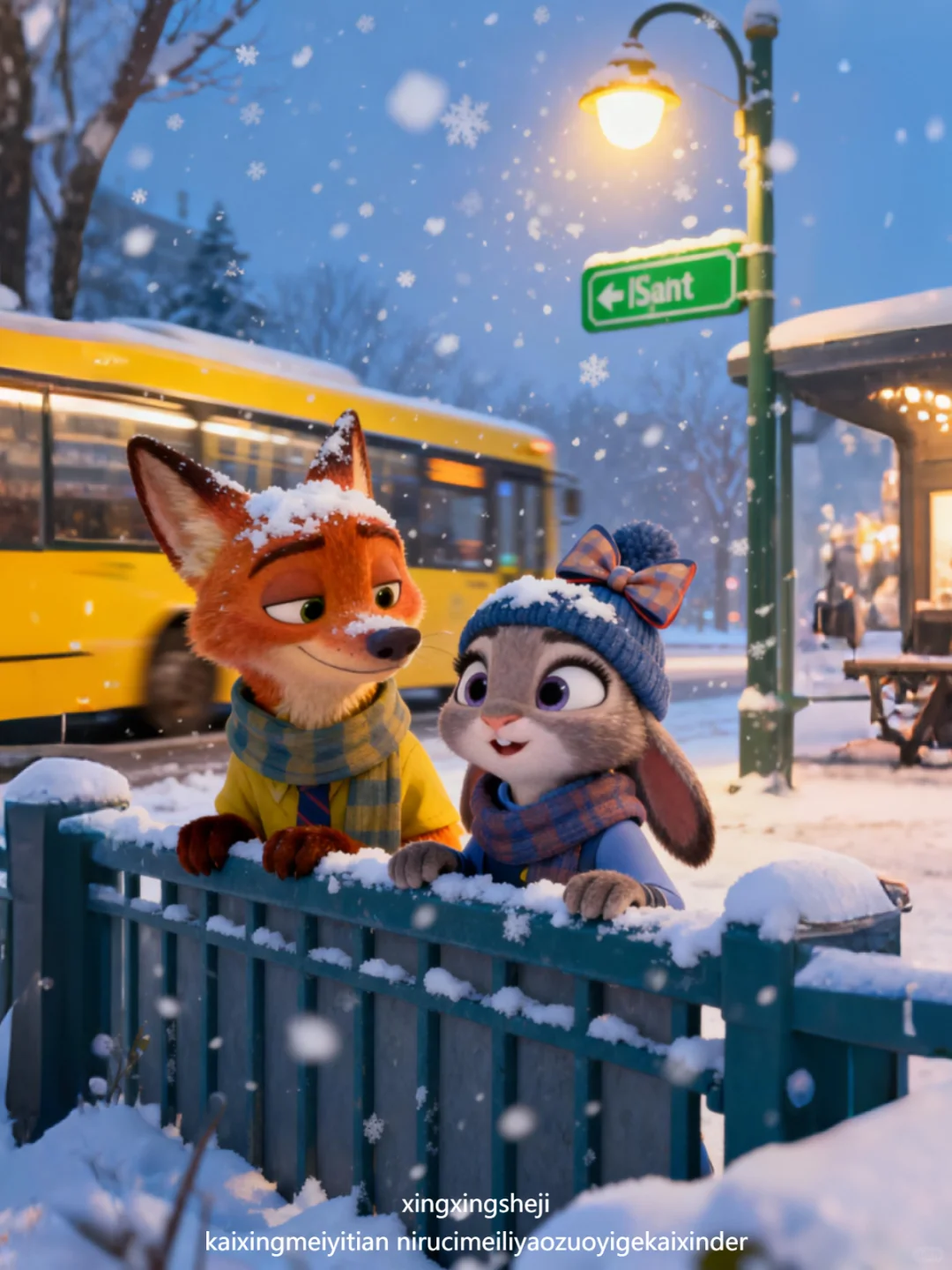 尼克朱迪冬夜下的初雪｜🦊🐰动态壁纸