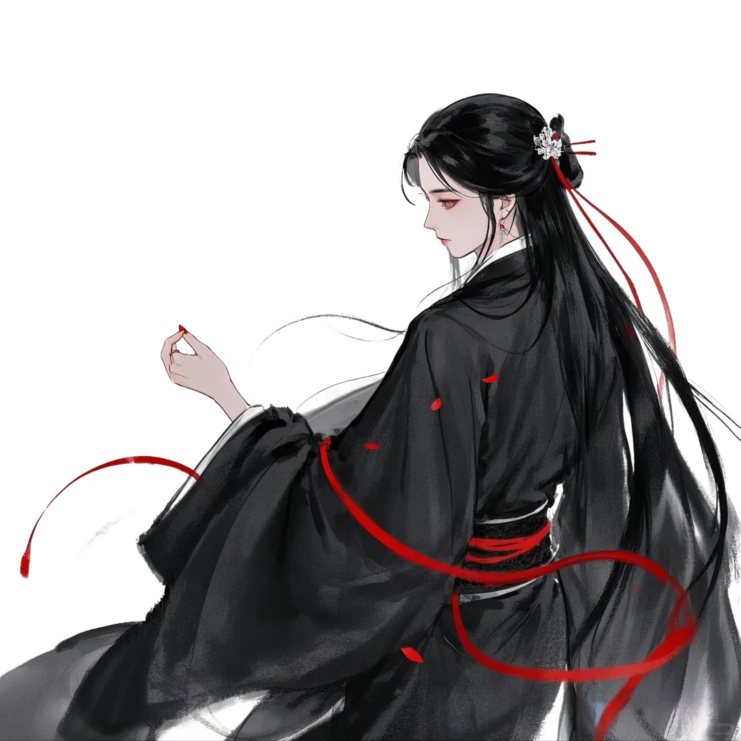 古风黑衣女子绝美背影头像2