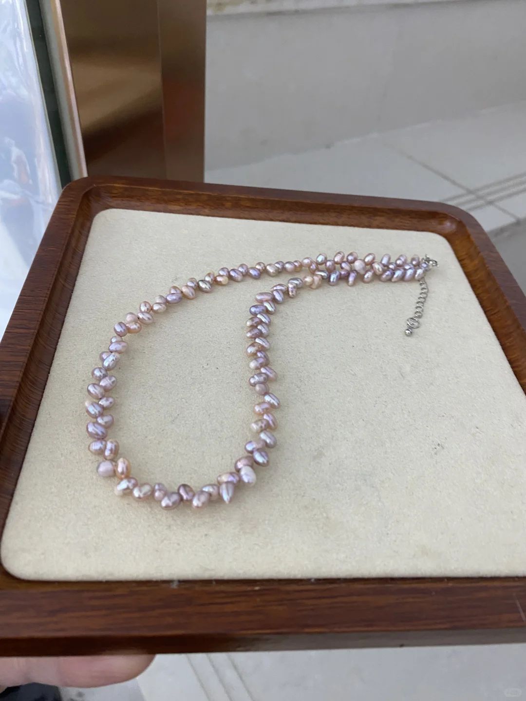处理💰45.8/条 紫粉色麦穗天然珍珠项链