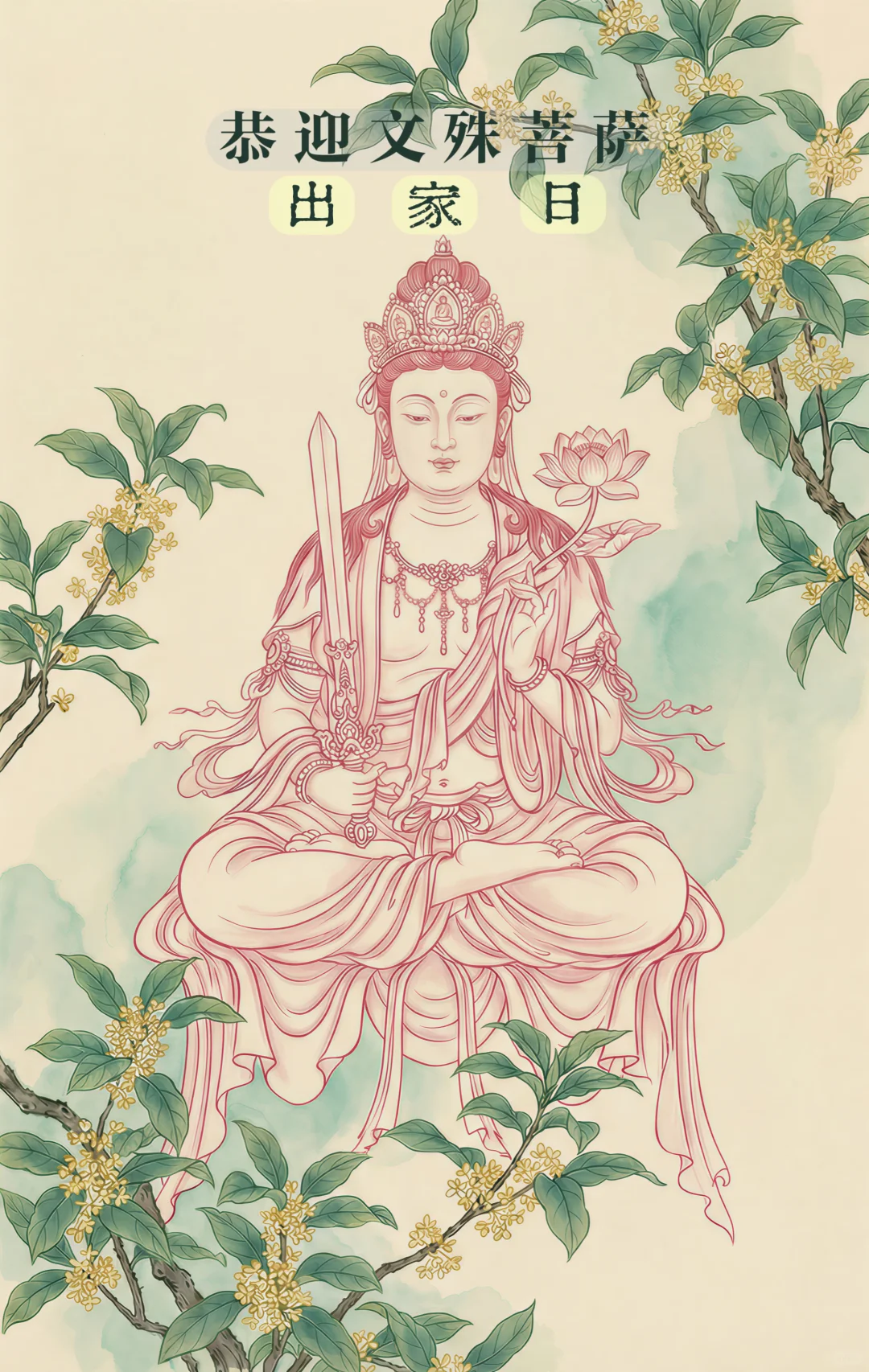 恭迎文殊菩萨出家日 | 左滑领动态壁纸啦！