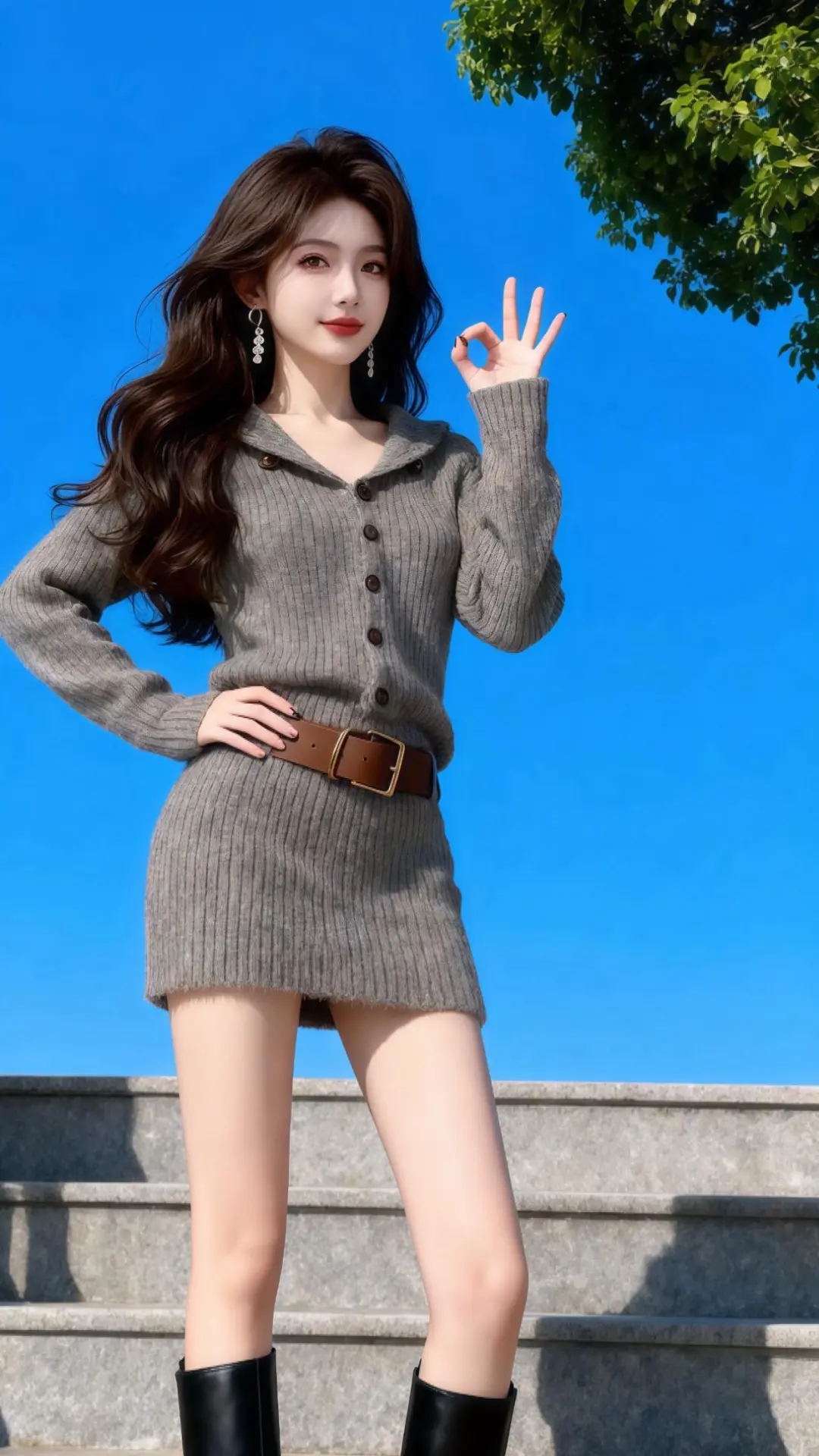 小个子必入~秋冬灰色收腰针织裙气质拿捏了