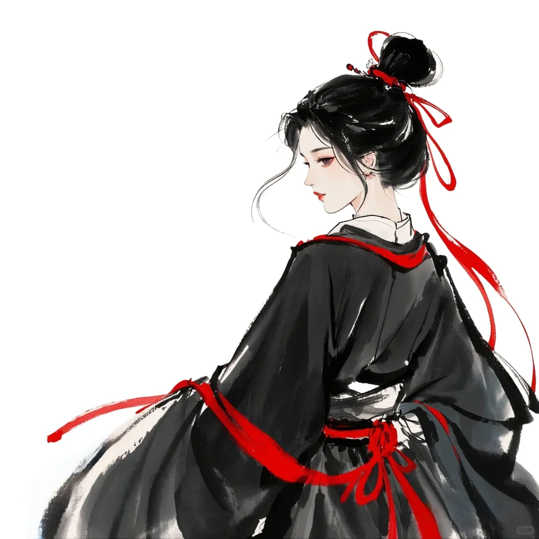 古风黑衣女子绝美背影头像2