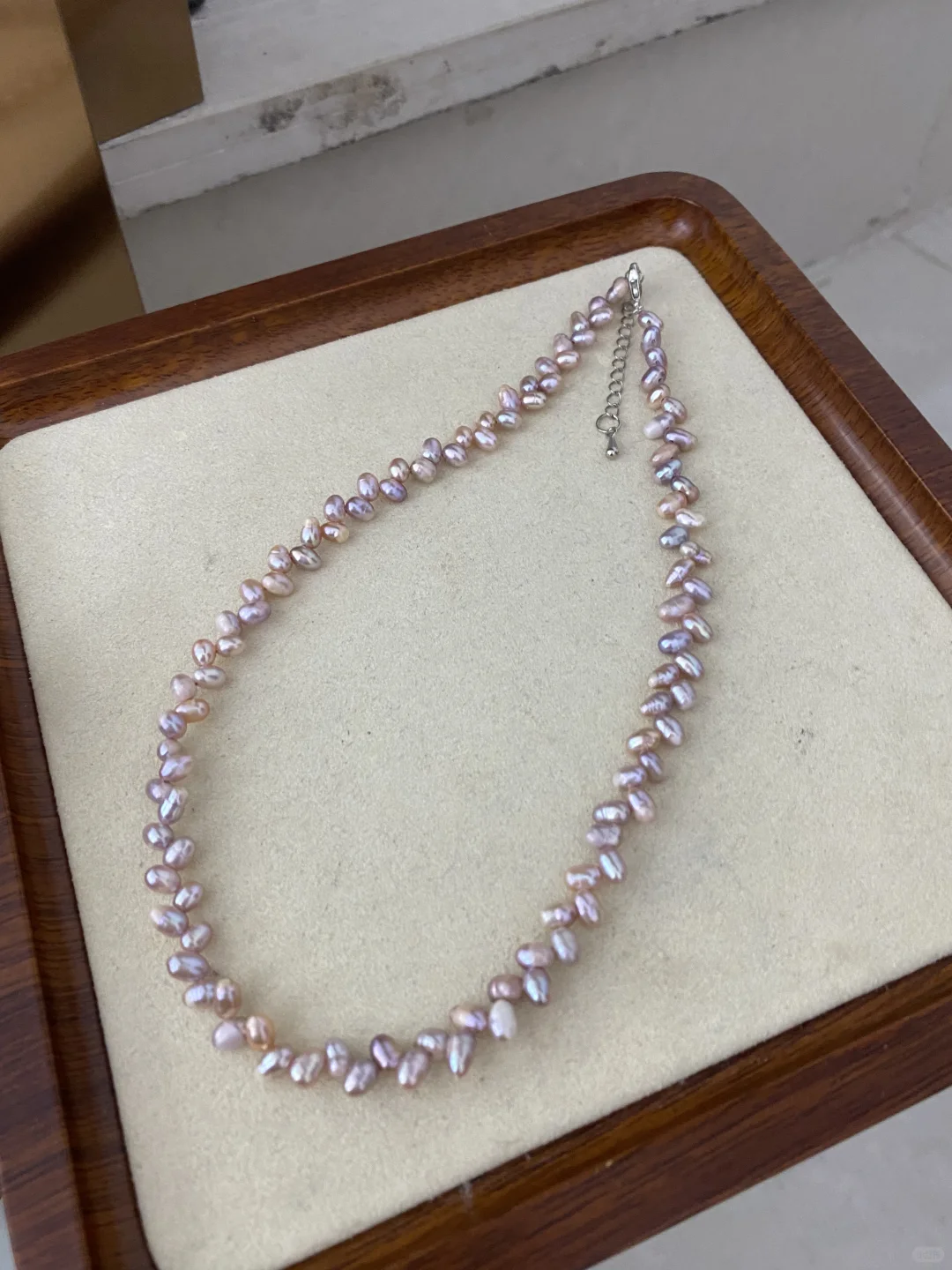 处理💰45.8/条 紫粉色麦穗天然珍珠项链