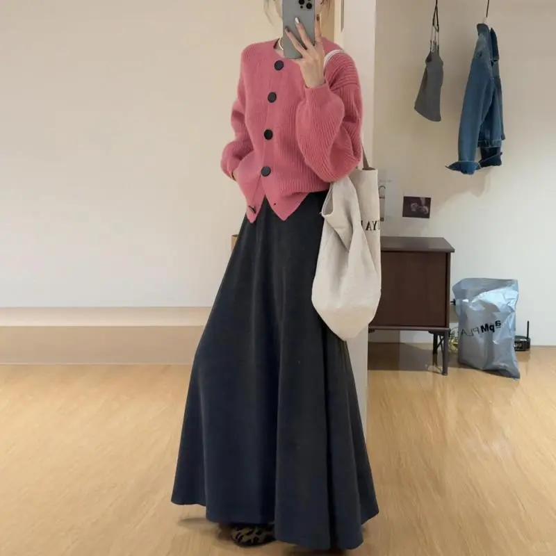 粉色针织毛衣套装裙子女秋冬季2025新💫