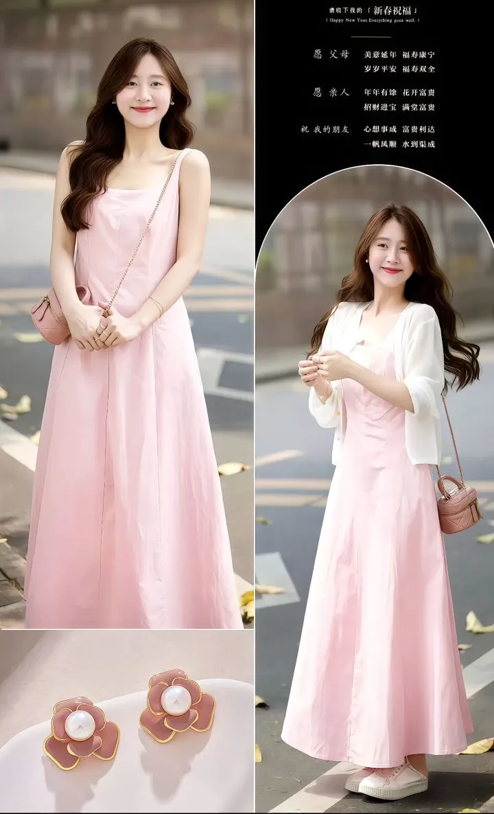 哇塞！粉色连衣裙真的太温柔啦！！！