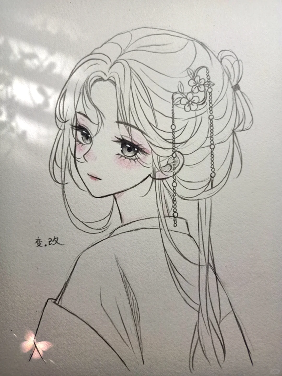 古风女生绘画过程图