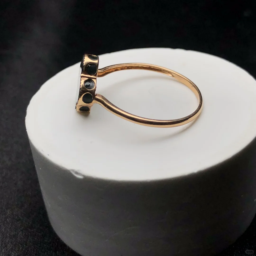 缅甸天然墨翠18K四叶草女戒