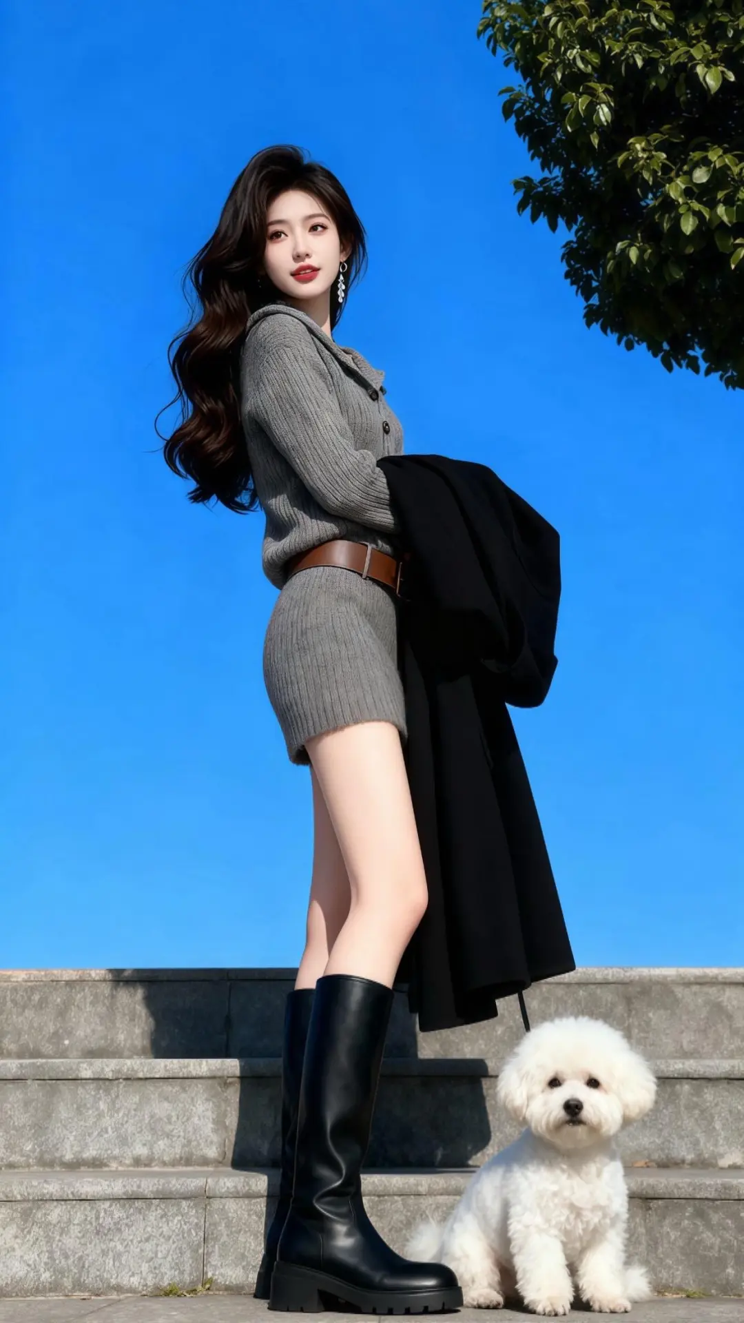 小个子必入~秋冬灰色收腰针织裙气质拿捏了