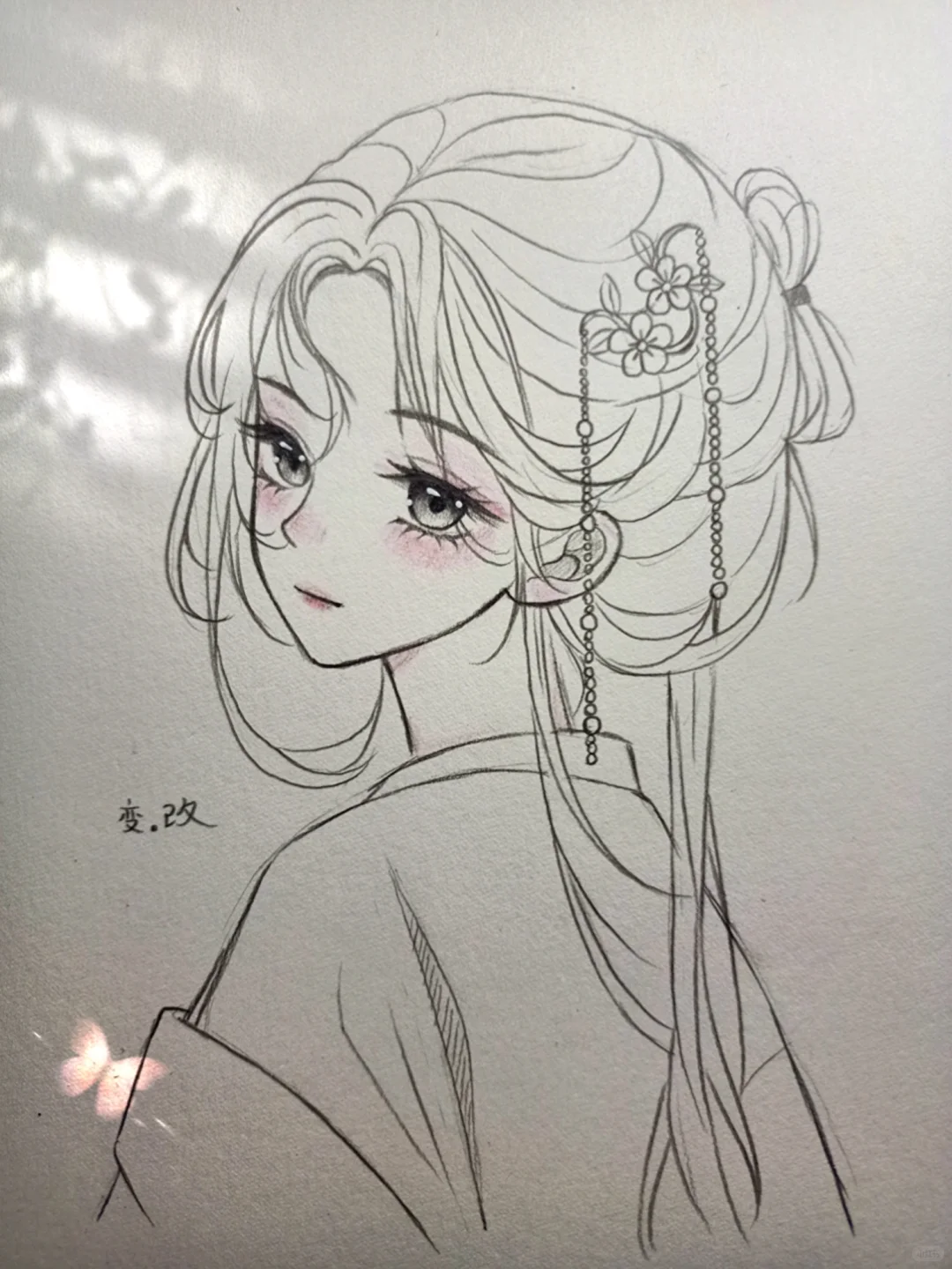 古风女生绘画过程图