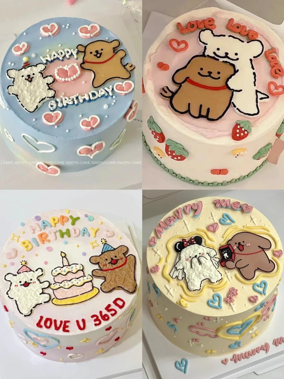 女朋友超喜欢的线条小狗情侣蛋糕🍰重庆