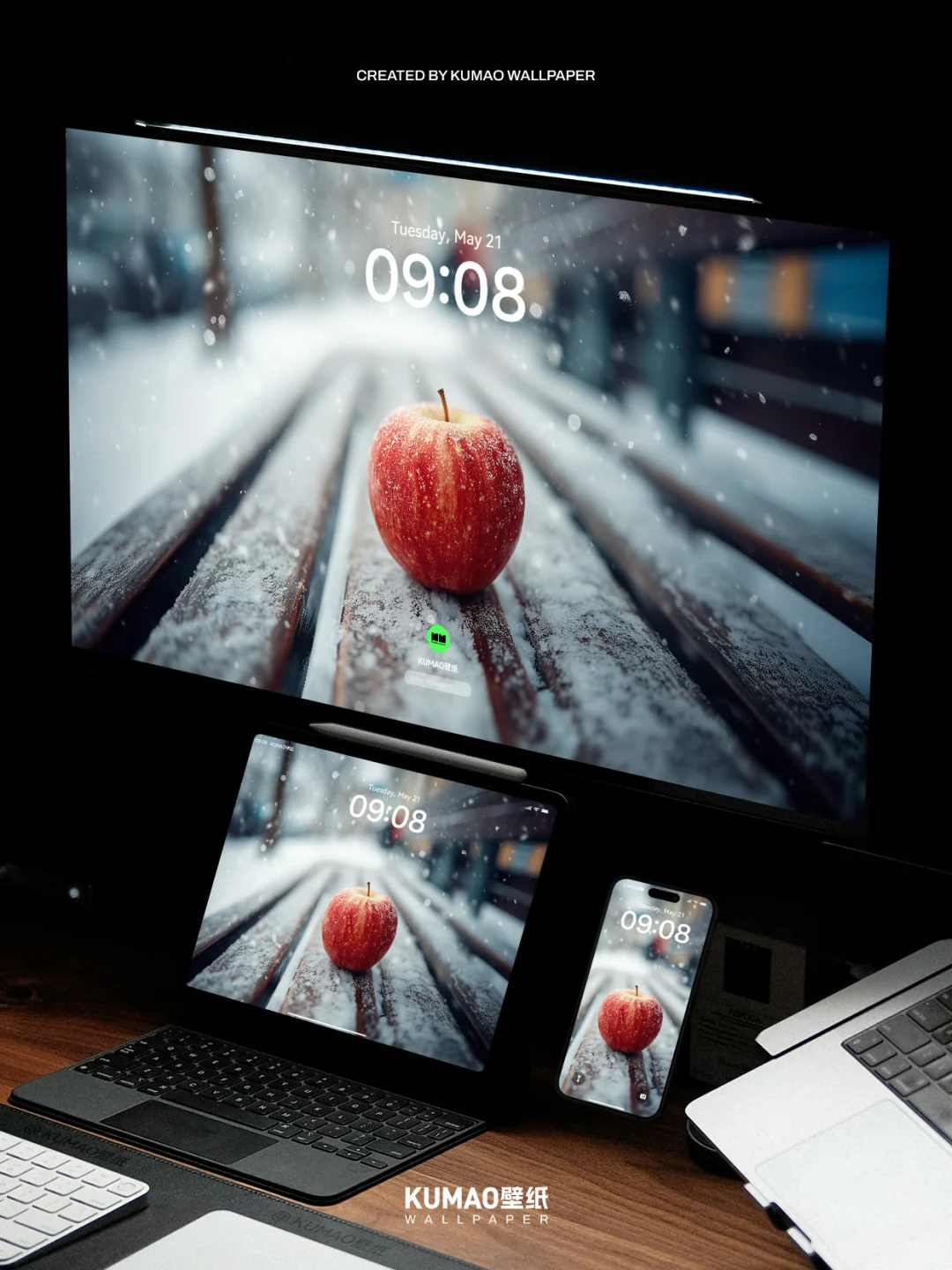 雪中苹果｜红苹果的冬日浪漫｜氛围感壁纸