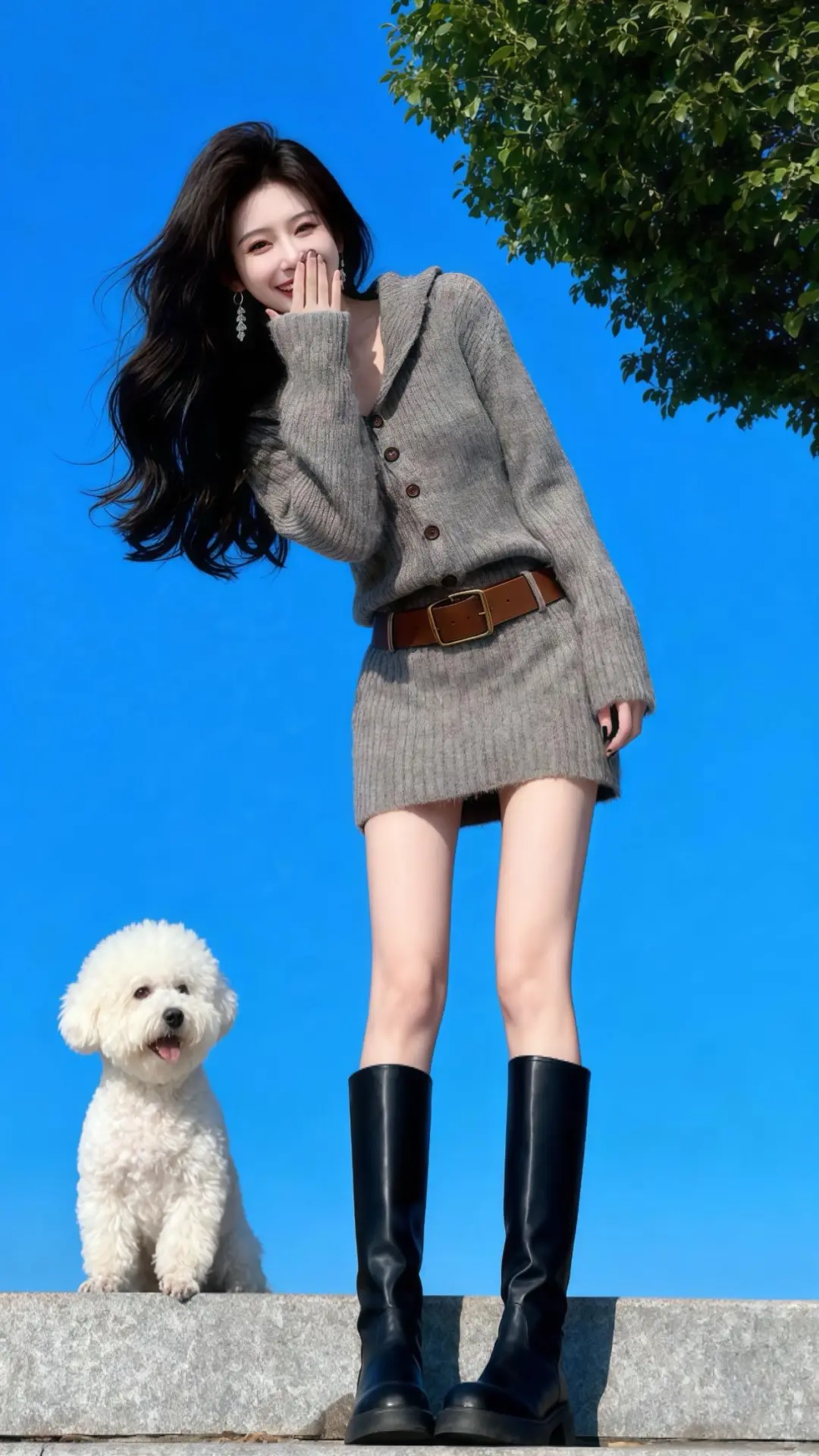 小个子必入~秋冬灰色收腰针织裙气质拿捏了