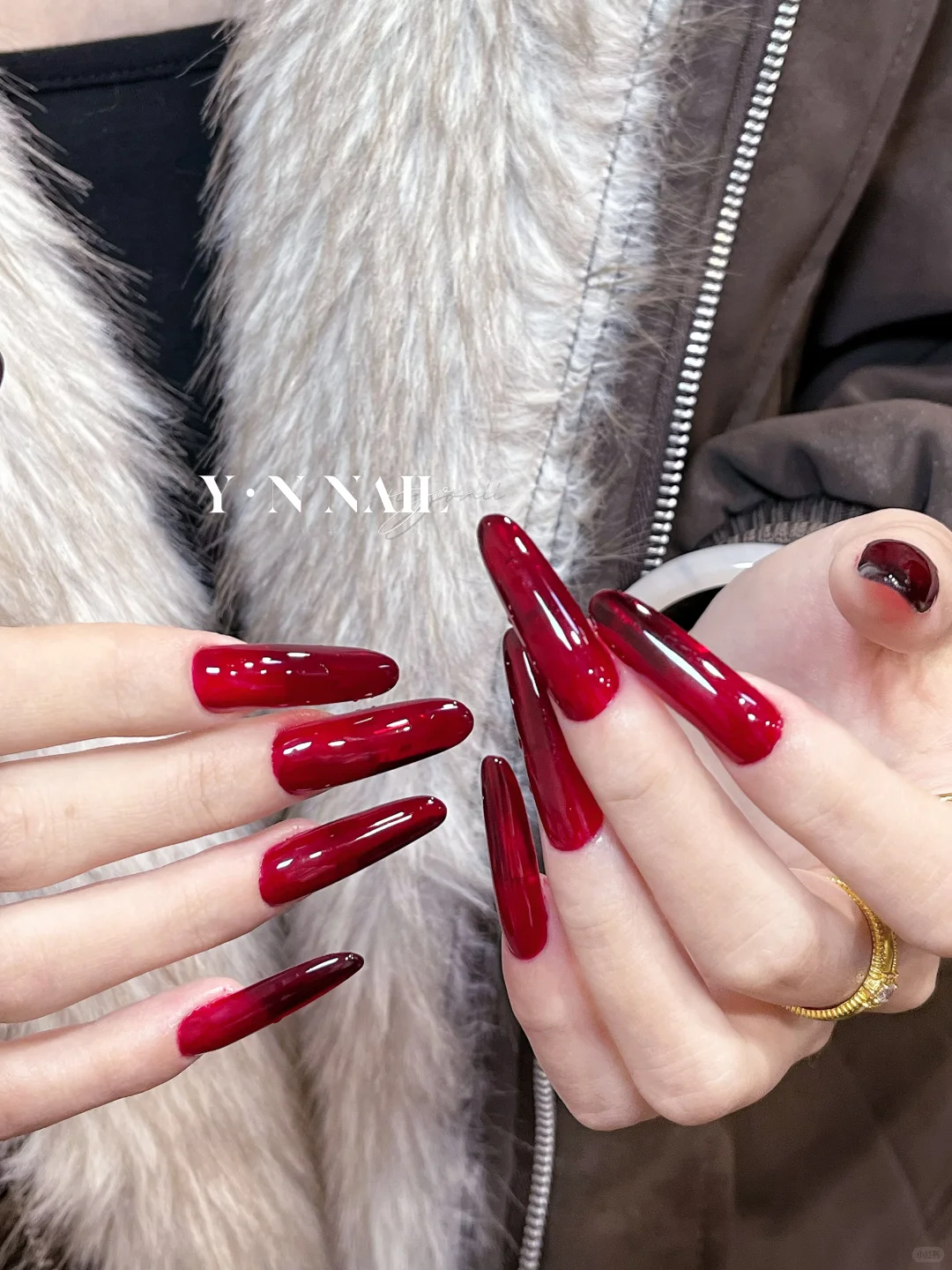 襄阳美甲之娇艳欲滴红～