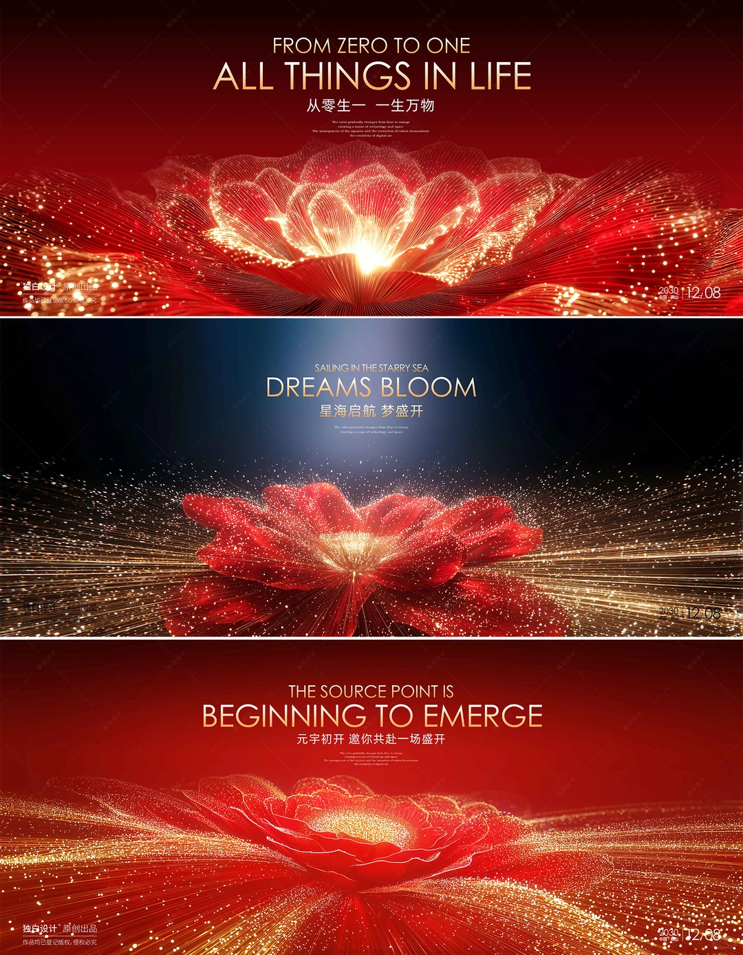 红色渐变之花，绽放的花-225