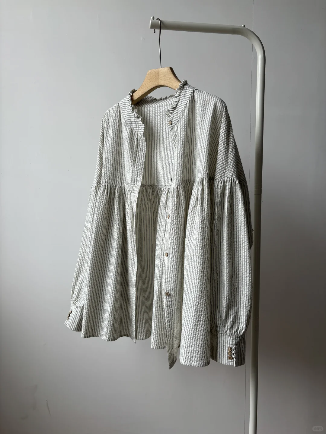 捡漏！日系复古花边圆领 开衩慵懒条纹衬衫