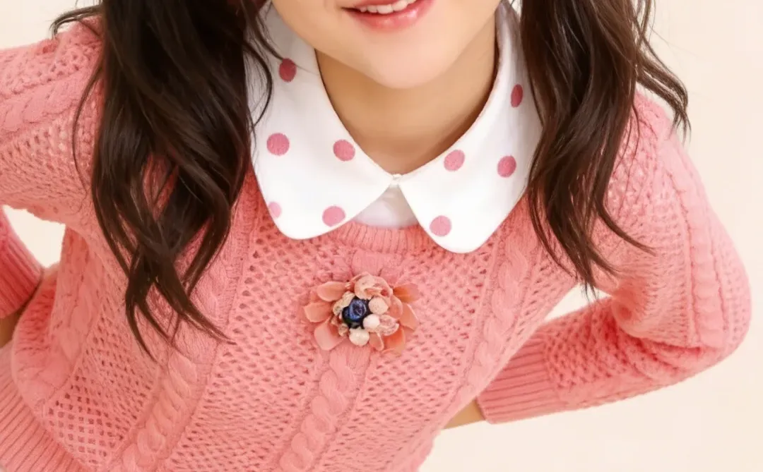 双马尾美少女粉系时装秀 圆点娃娃领 粉色裙