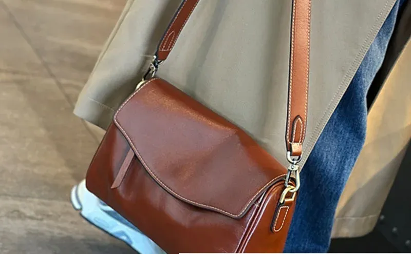 复古油皮手提单肩包