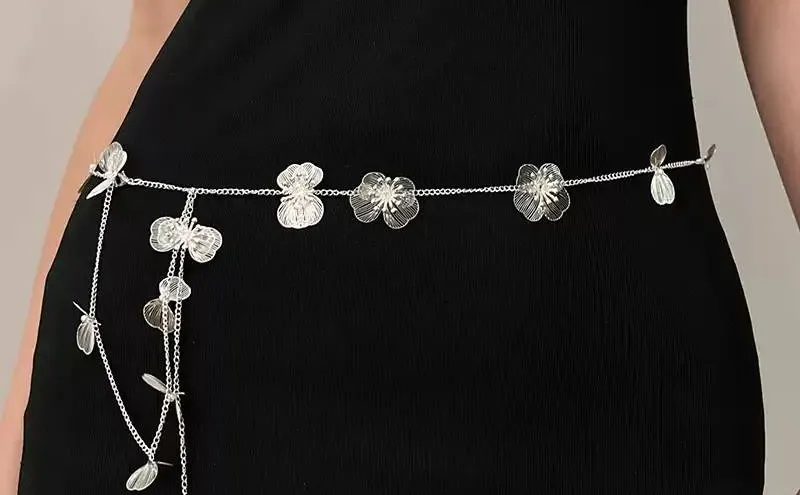 🎈2025新款复古金属花朵腰链女款配饰牛
