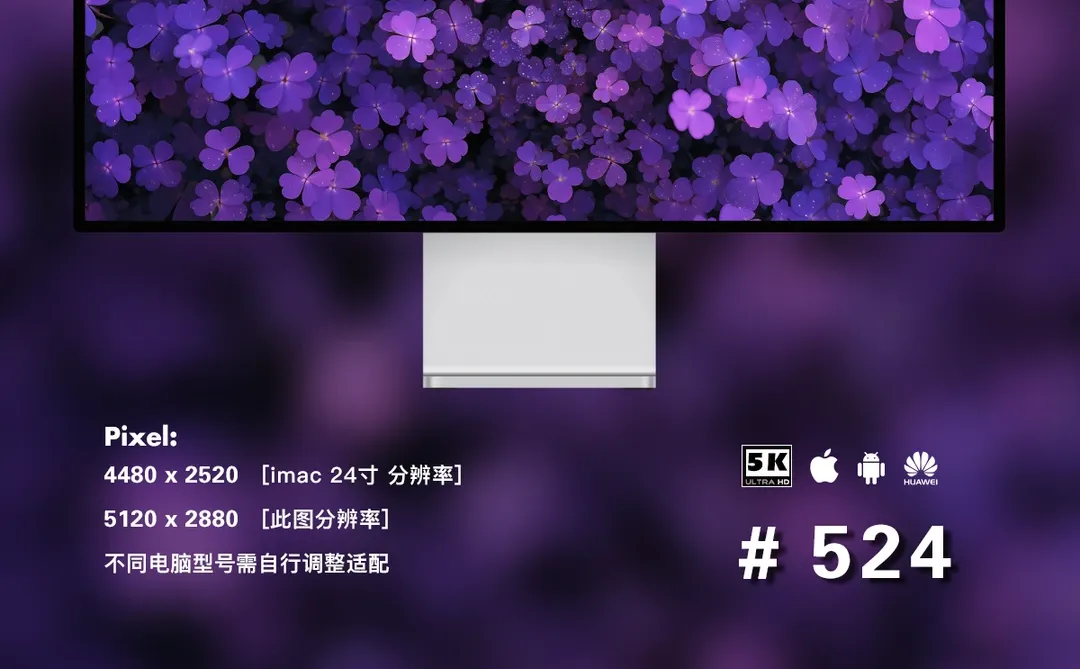 紫色四叶草 壁纸4端丨高级感花朵壁纸