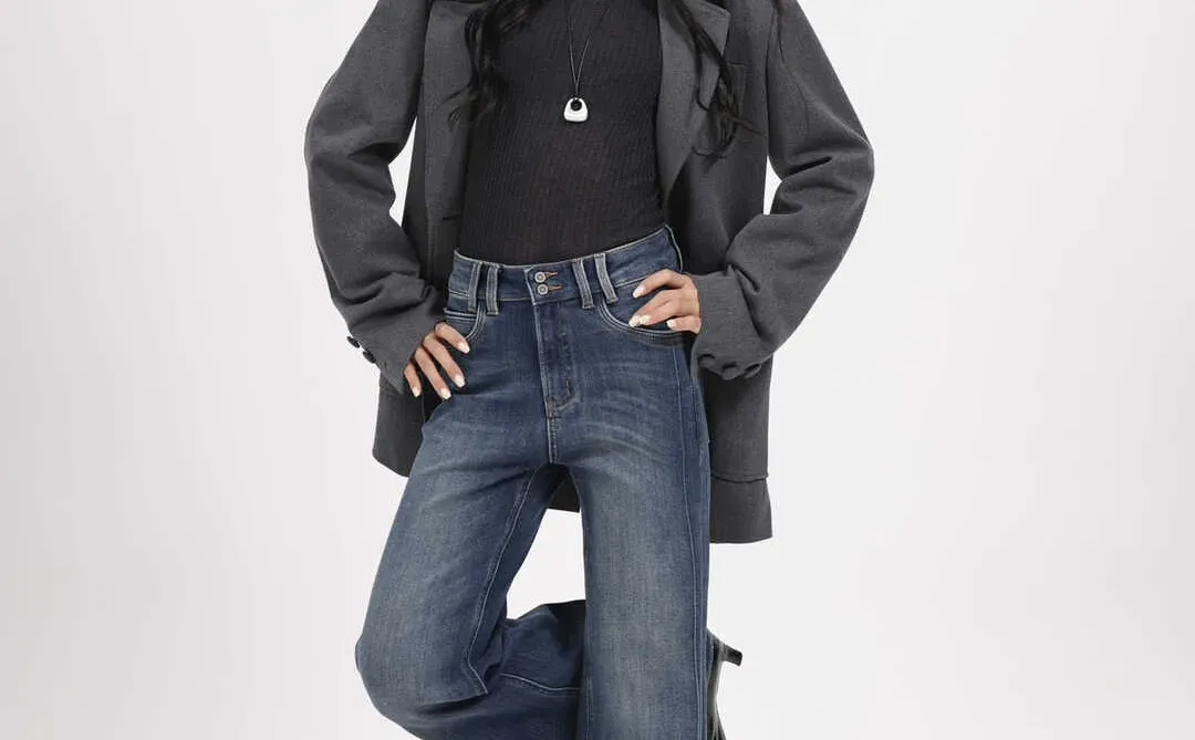 冬上新！【ZONA】复古风直筒水洗做旧牛仔裤