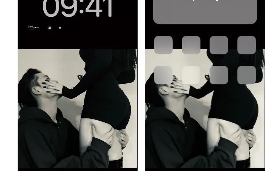 和他拍的黑白色情侣壁纸～