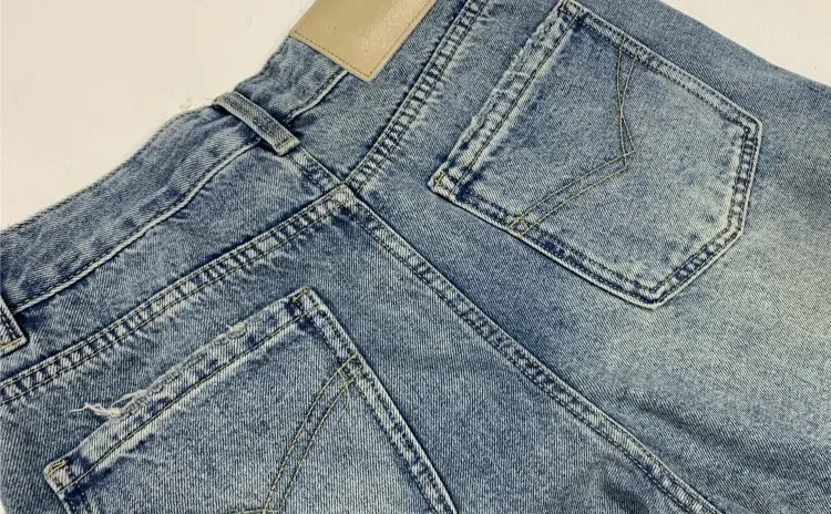 名媛网红立体刺绣字母牛仔裤女式高腰宽松假