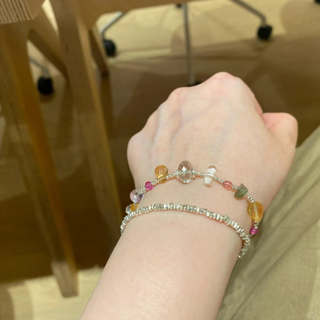 彩色宝石手链女紫水晶黄水晶绿紫晶招财准运
