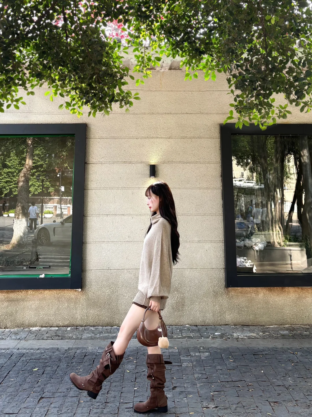 花小钱做大美女🔗针织上衣搭棕色半裙好韩🥰