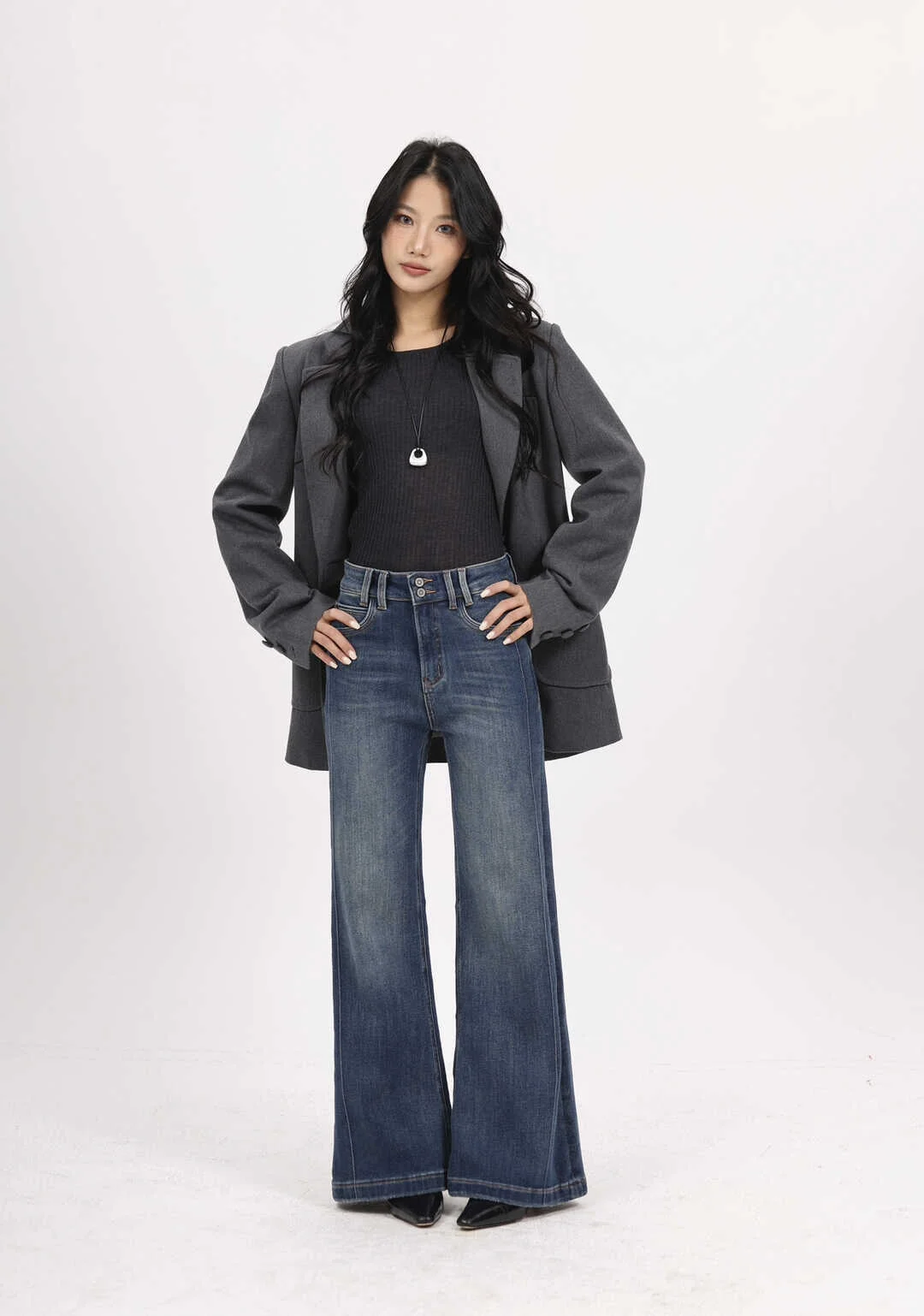 冬上新！【ZONA】复古风直筒水洗做旧牛仔裤