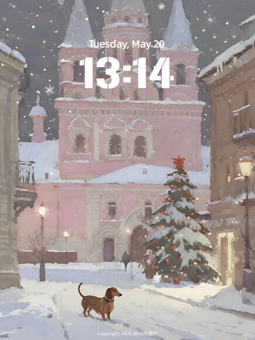 Z161 雪夜粉教堂｜腊肠犬的圣诞奇遇壁纸