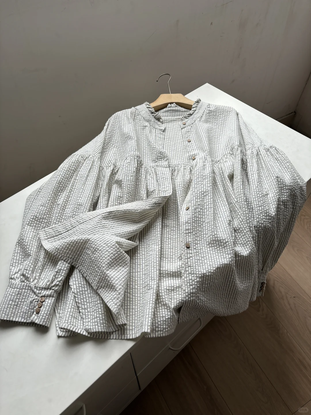 捡漏！日系复古花边圆领 开衩慵懒条纹衬衫