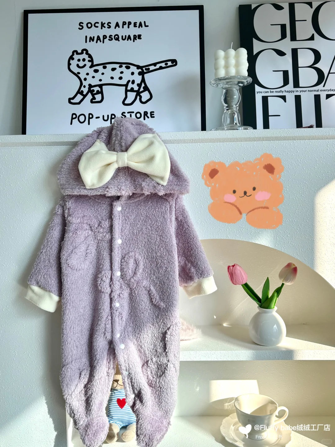 星黛露紫毛绒连体衣🎀女宝秋冬萌系穿搭