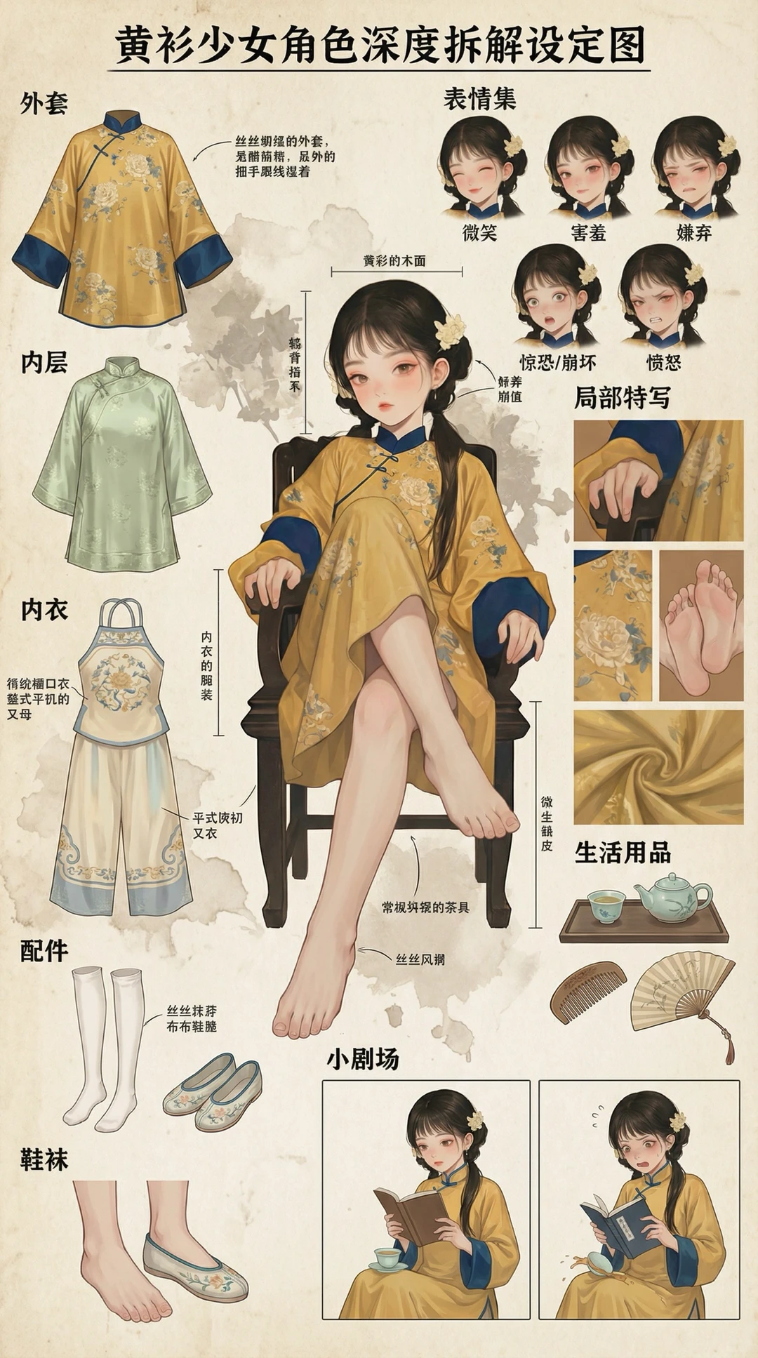 古风黄衫少女的设定