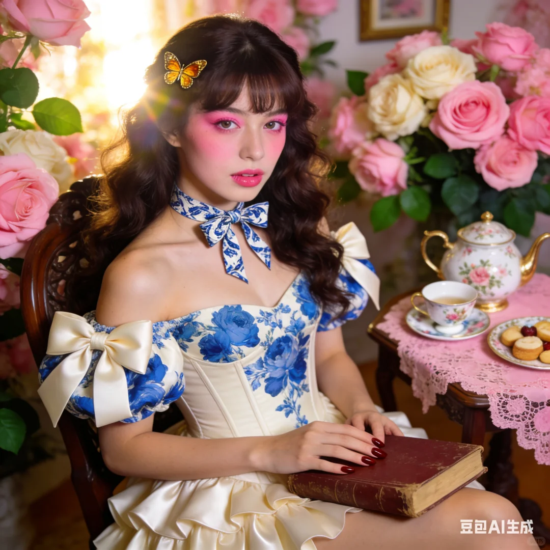 玫瑰女孩 艺术照 ai生成提示词分享