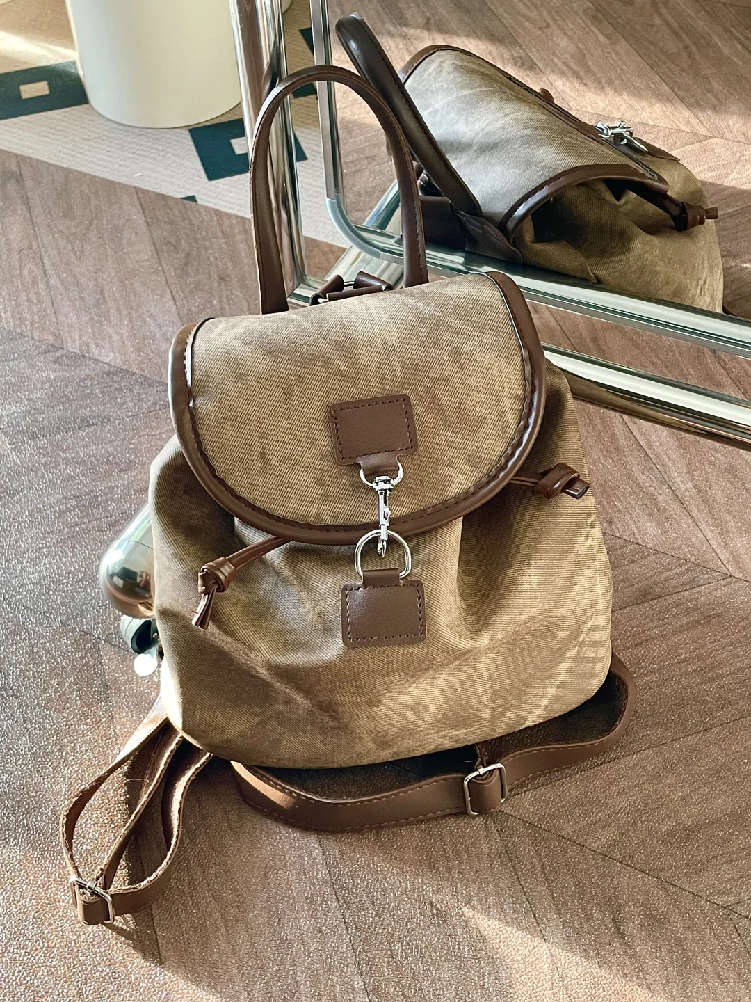 复古棕色双肩小背包，20+💰拿下‼️太洋气了