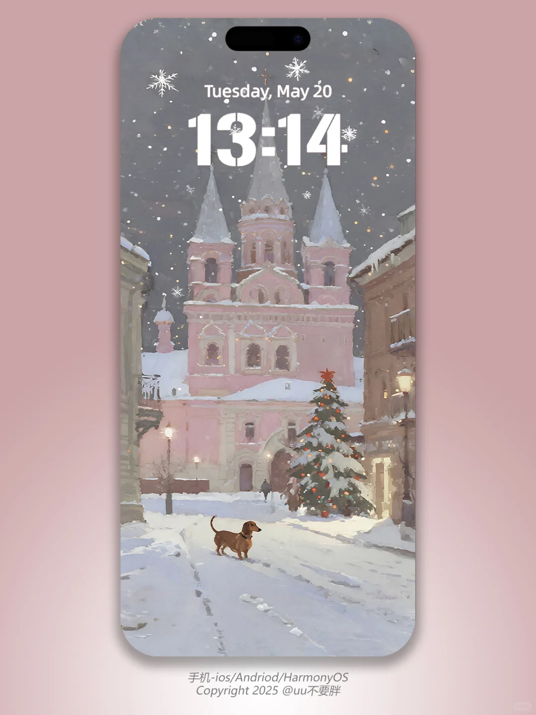Z161 雪夜粉教堂｜腊肠犬的圣诞奇遇壁纸