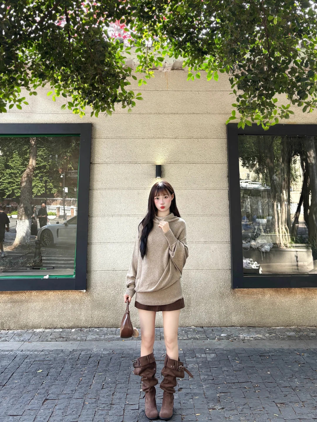 花小钱做大美女🔗针织上衣搭棕色半裙好韩🥰