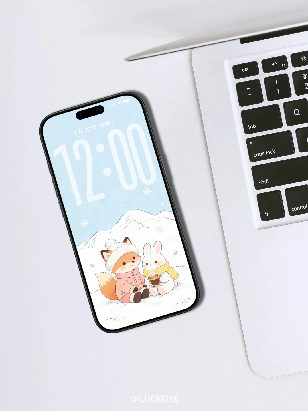 冬日限定壁纸，狐狸和兔兔与雪的治愈约会