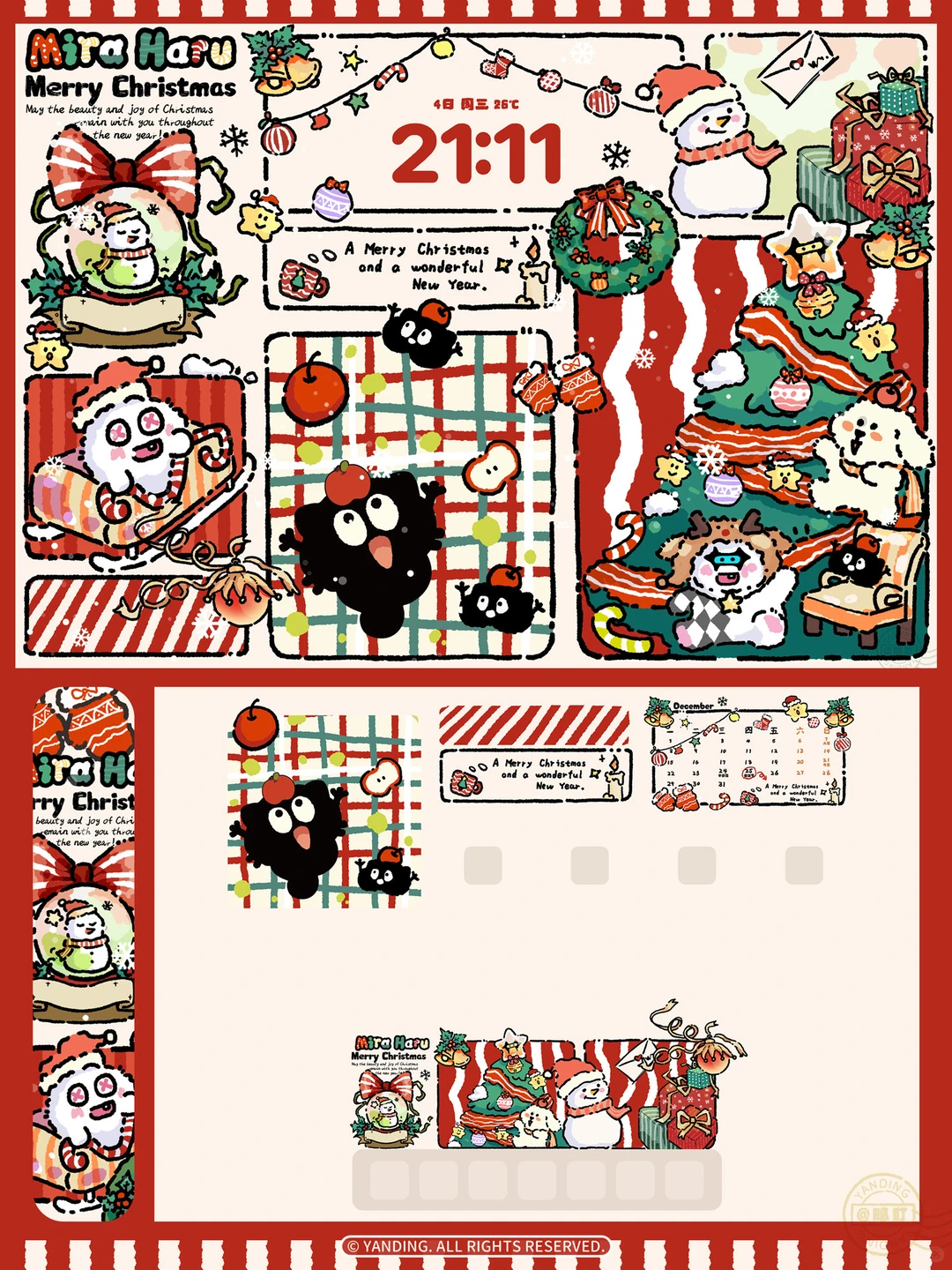 iPad壁纸丨圣诞节给手机穿上花棉袄吧🎄