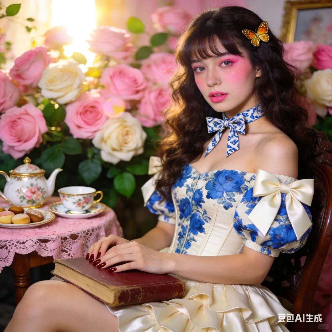 玫瑰女孩 艺术照 ai生成提示词分享