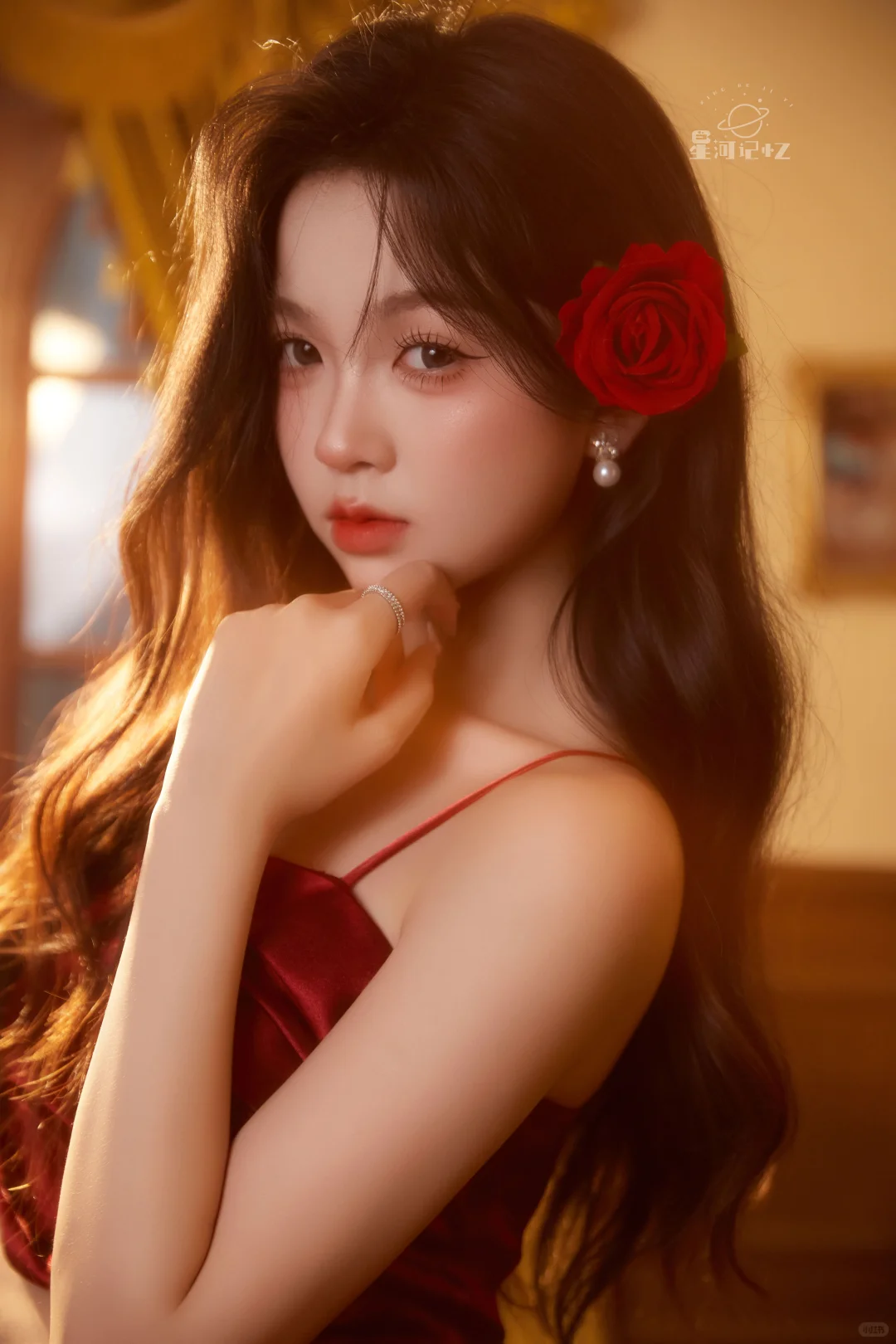 红裙与玫瑰🌹这一刻的温柔缱绻是永恒定格✨