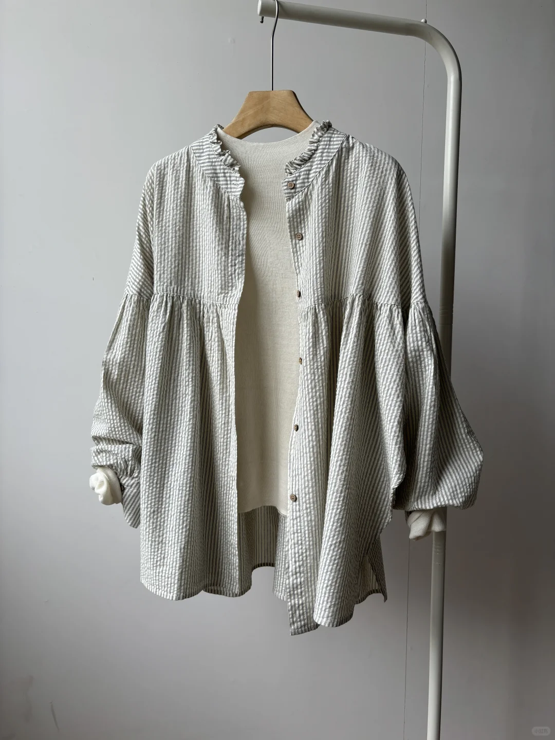 捡漏！日系复古花边圆领 开衩慵懒条纹衬衫