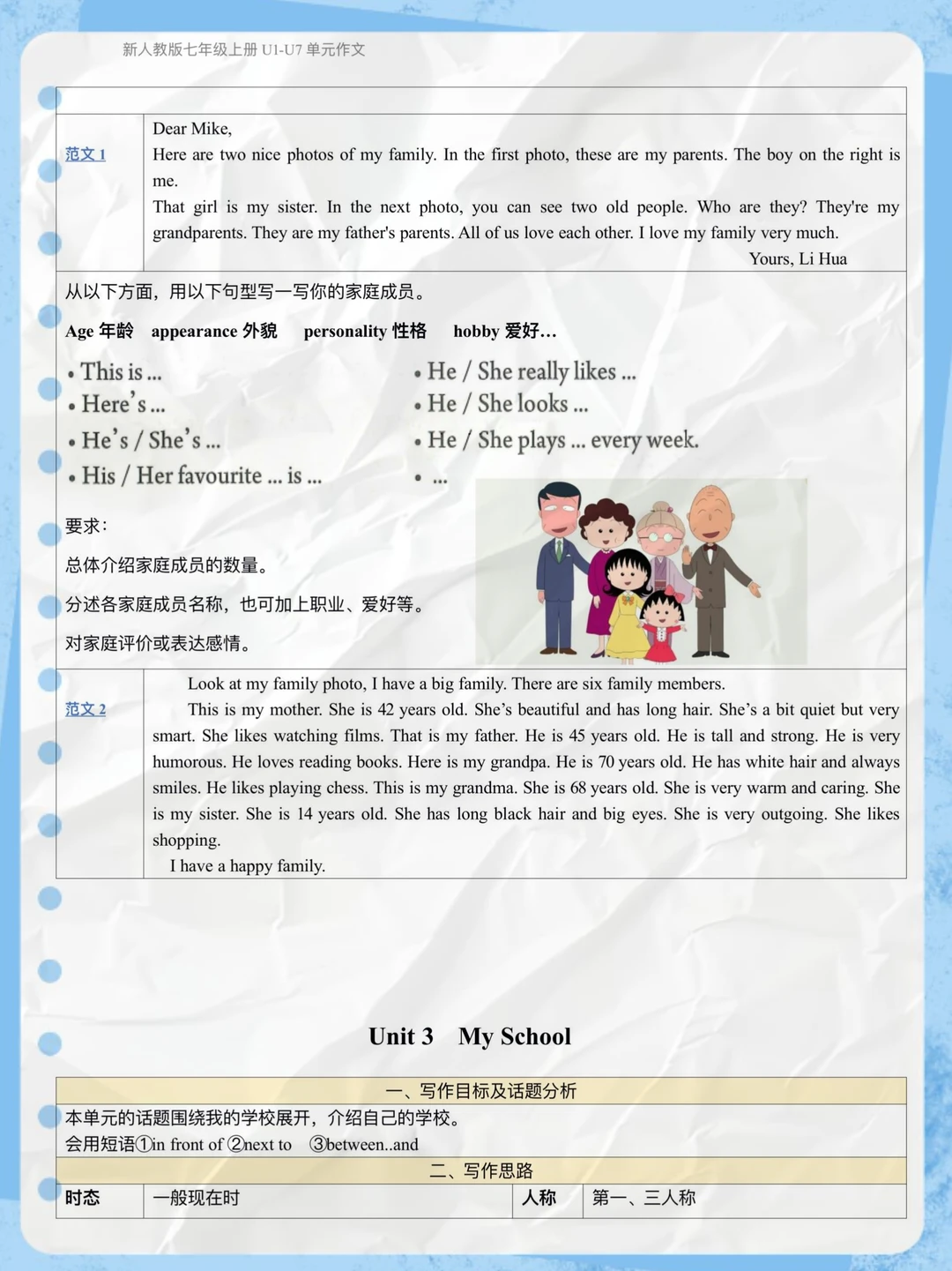 英语作文直接套！七年级1－7单元