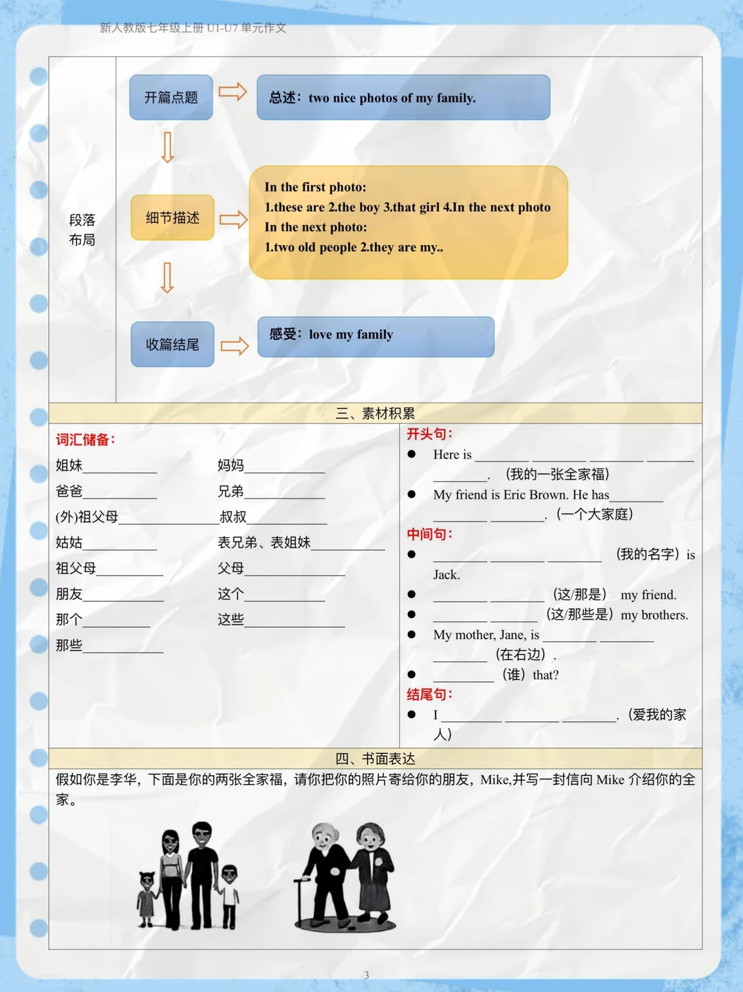 英语作文直接套！七年级1－7单元