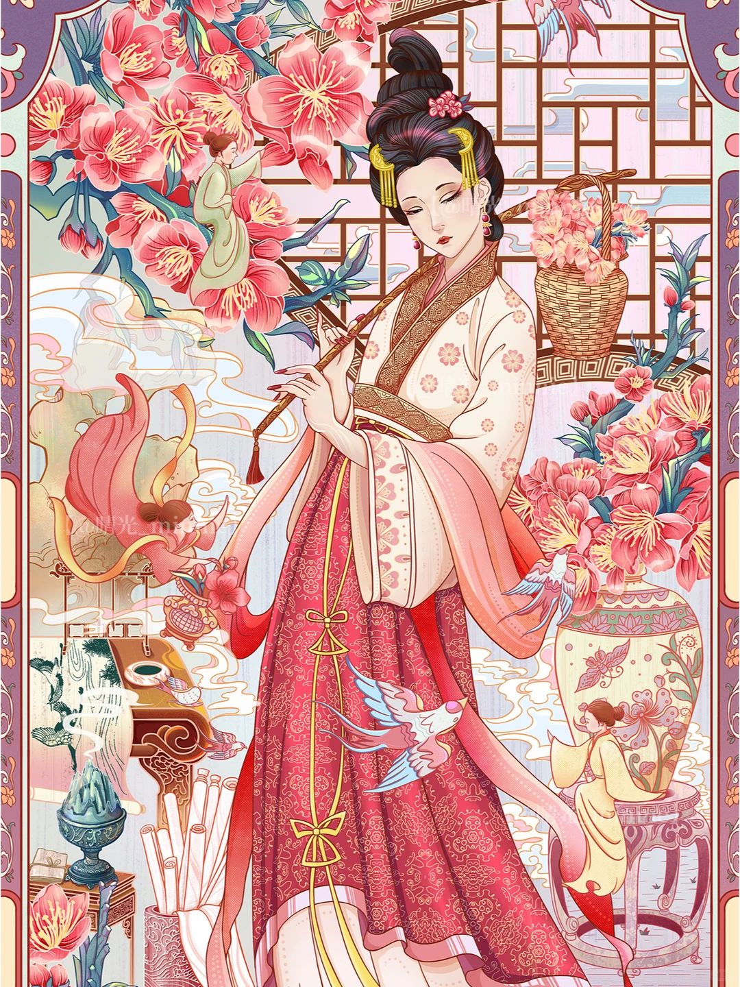 【国潮】| 花神系列插画之桃花花神