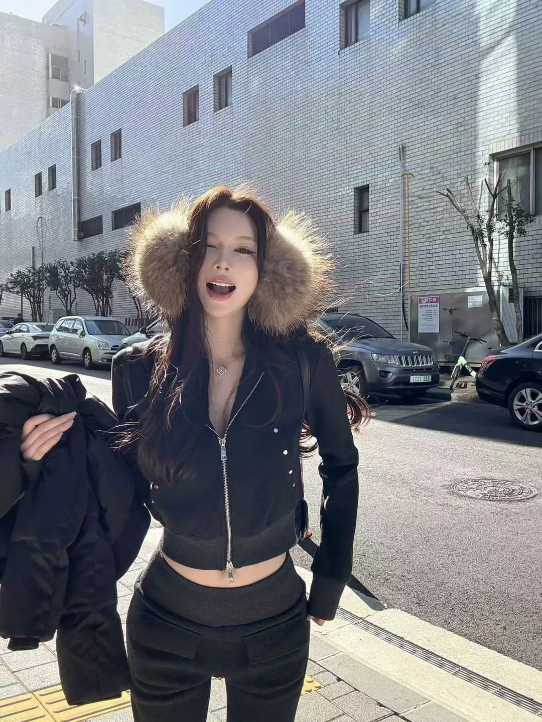 冬天这样穿，韩系辣妹本人！