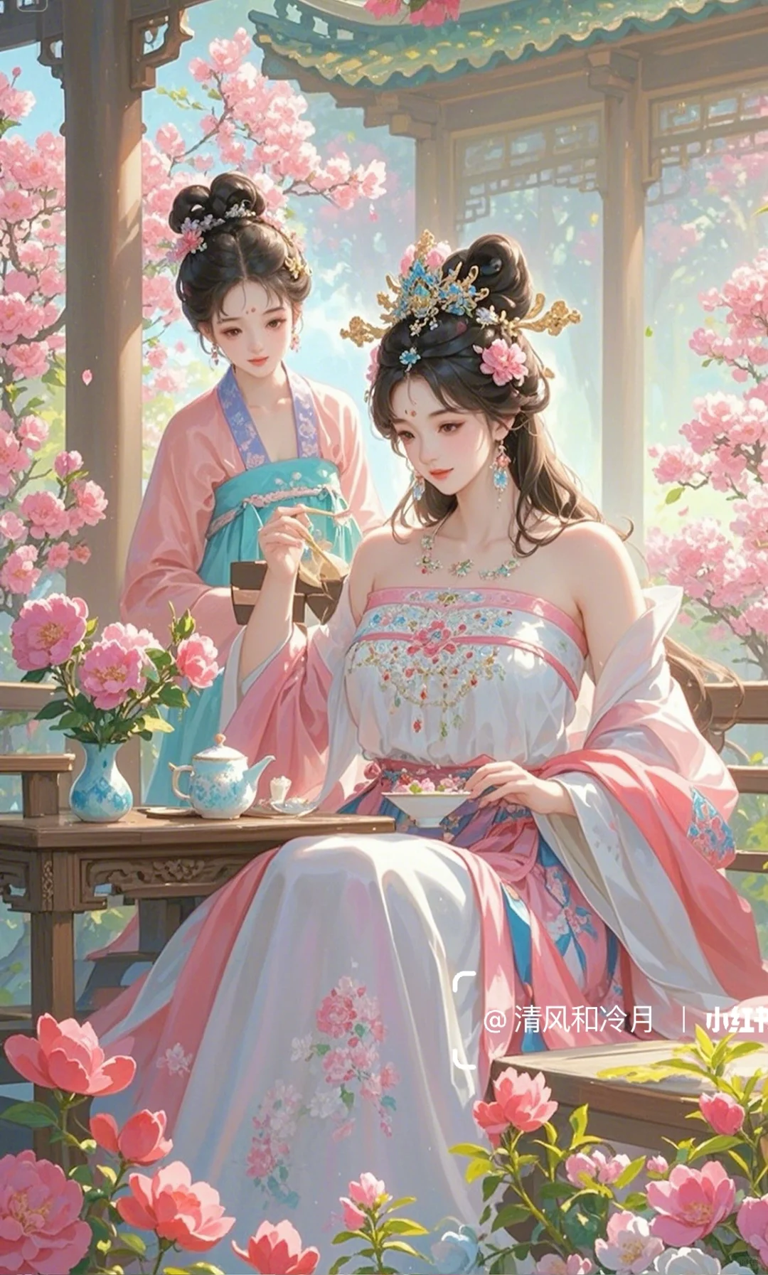 花朝花夕，君王宠妃，共赏花颜～