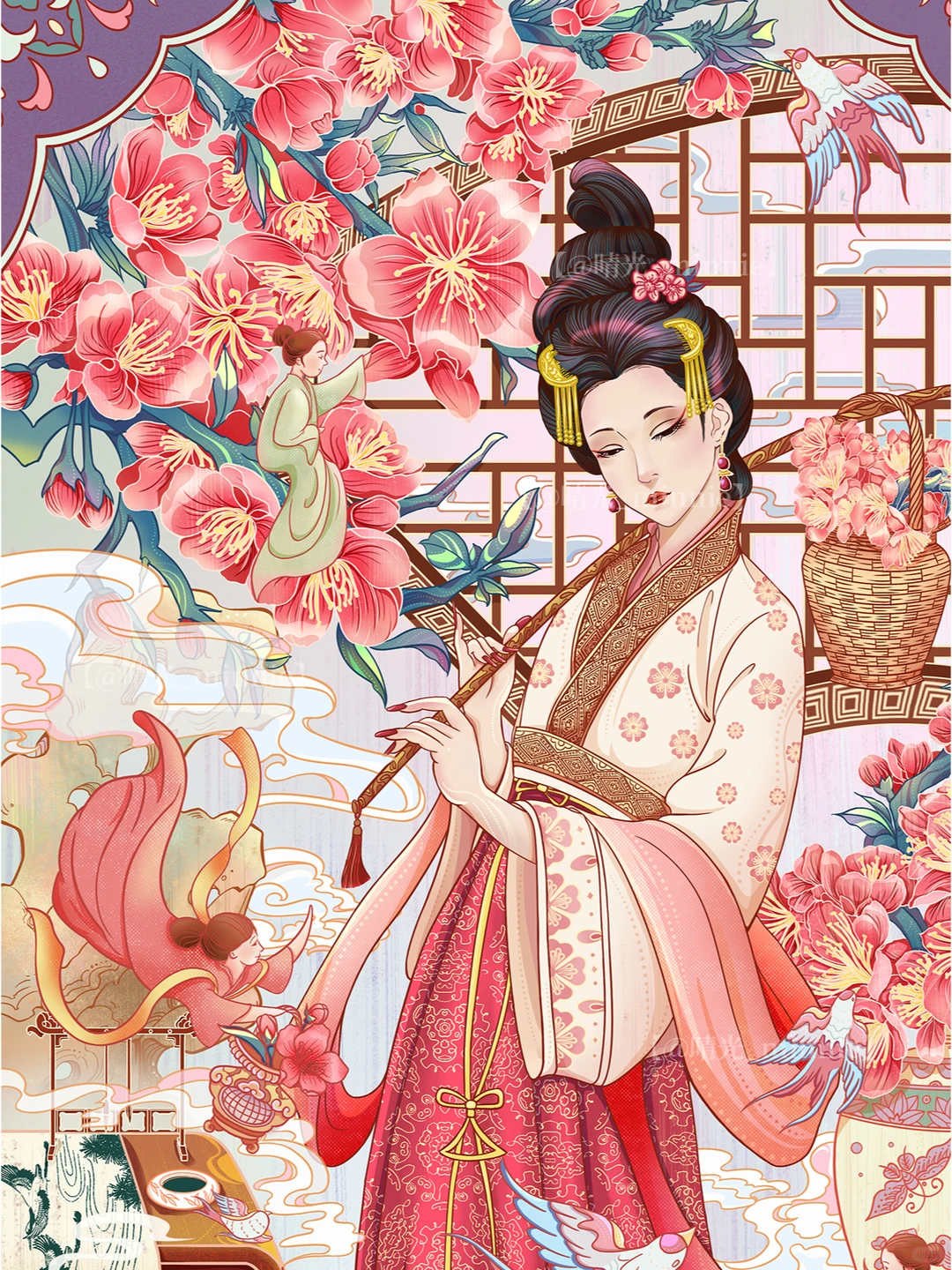 【国潮】| 花神系列插画之桃花花神
