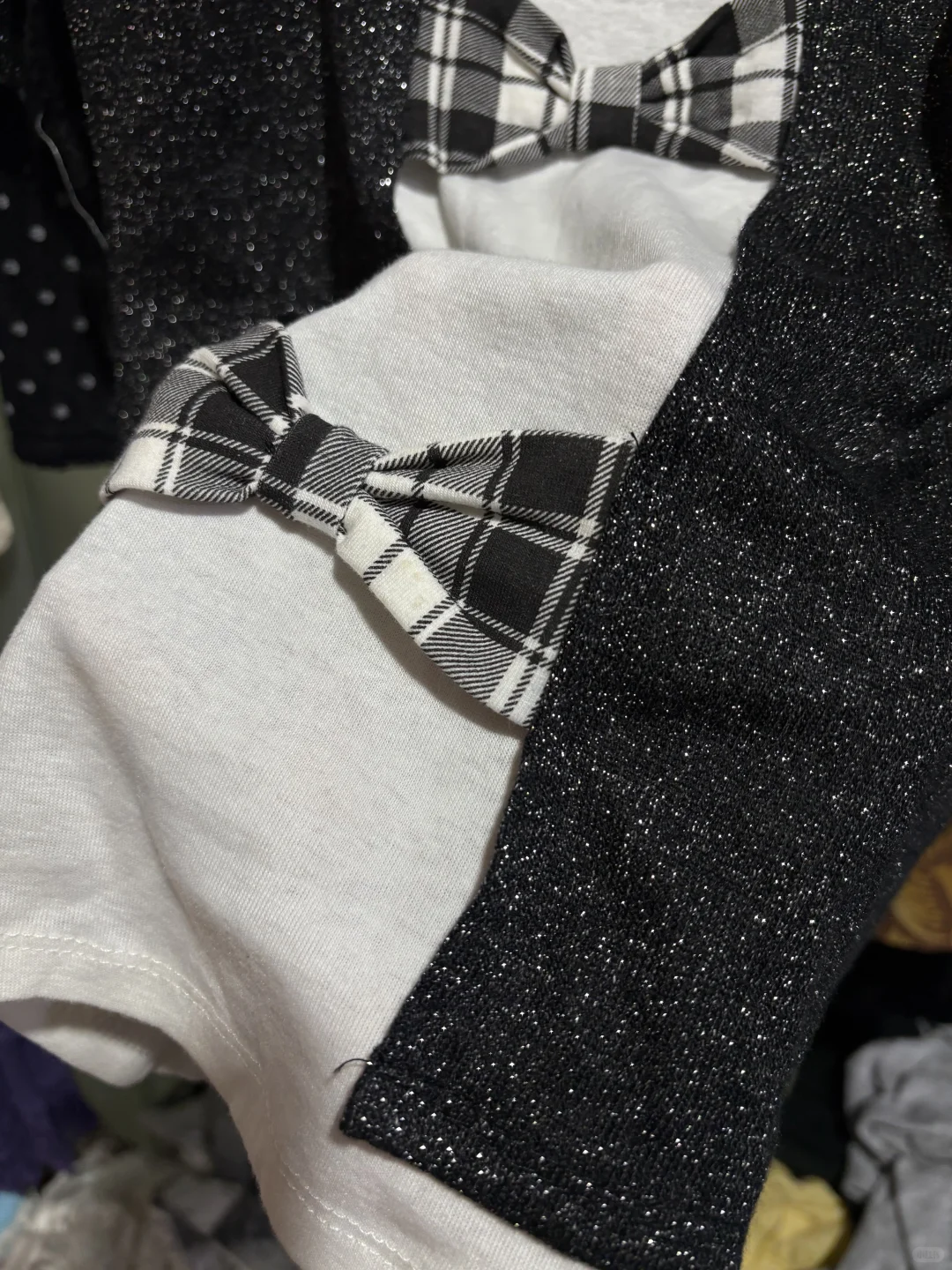 涩谷辣妹y2k亚文化 假两件蝴蝶结开襟爱心